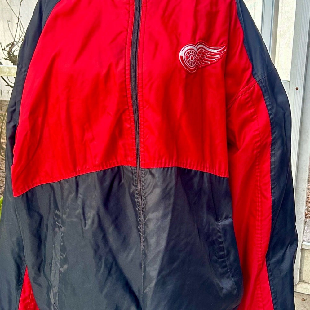 NHL Detroit Red Wings Red and Black Bomber Jacket